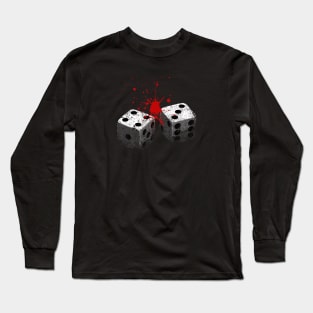 Lucky 7-Dice roll-Seven-Blood-Gambling Long Sleeve T-Shirt